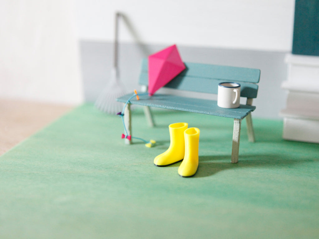 Miniatur Gummistiefel für die Wichteltür