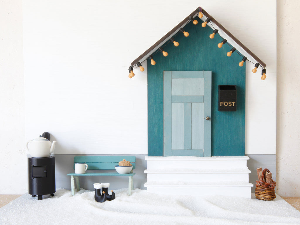 Miniatur Stiefel für die Wichteltür in schwarz